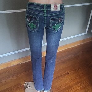 Laguna Beach Women's Blue Jeans with Green Accents